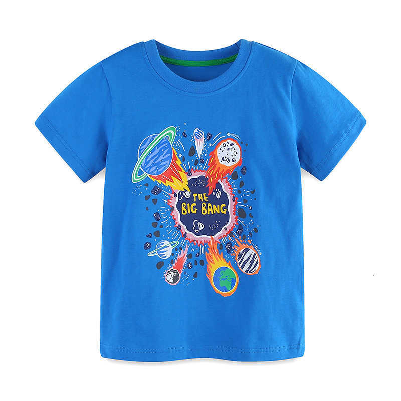 Boys' T-Shirt 25 Summer New Cartoon Planet Print Sports Shirt Children's Round Neck Short Sleeve Top