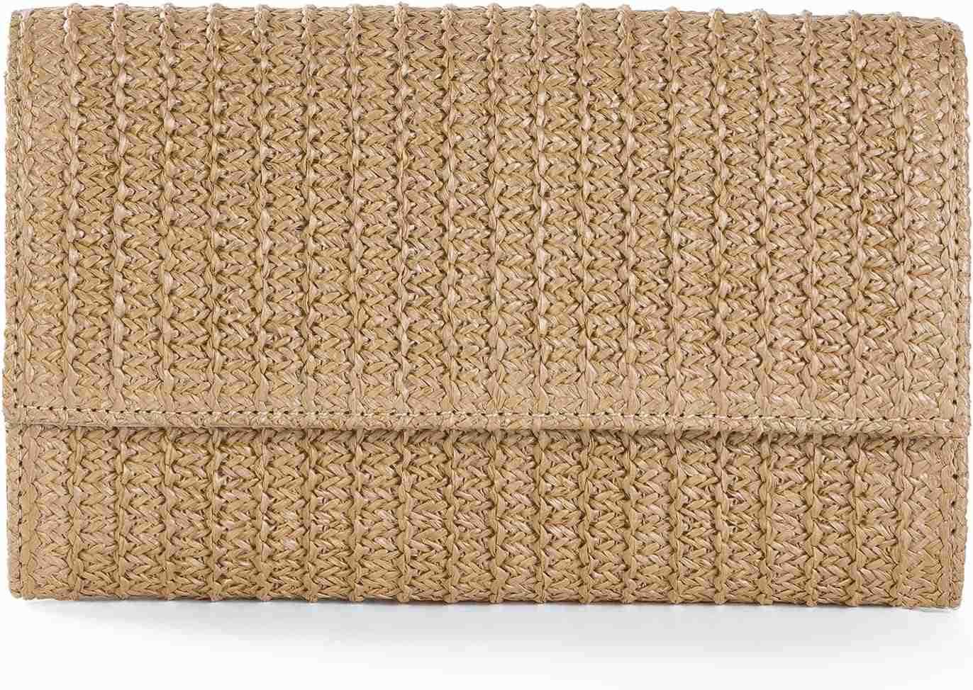 Straw Clutch Purse Shoulder Crossbody Bag Envelope Purse Raffia Handbag for Summer Beach Travel TrendyW250913