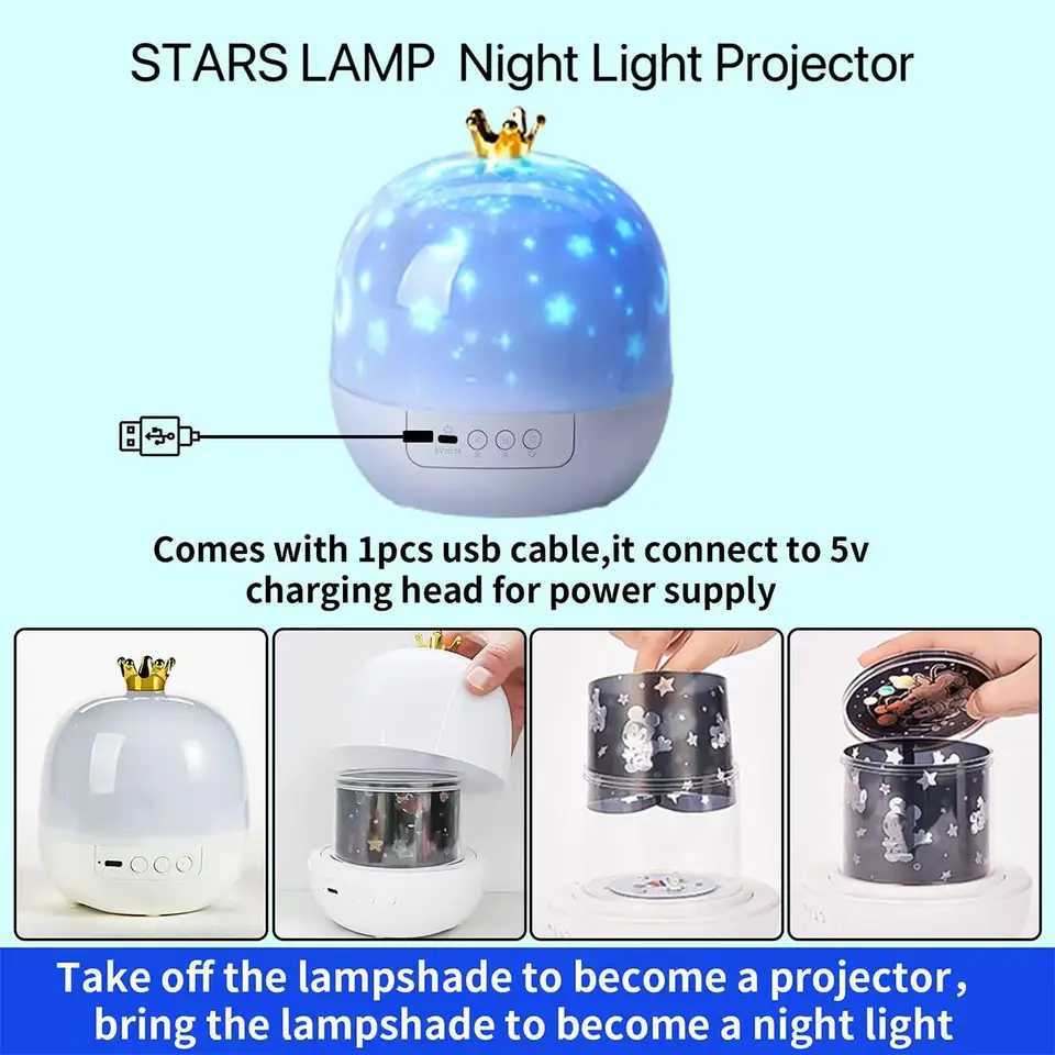 Crown Galaxy Projector 21 In 1 Light Lamp 360degree Rotating Kids Night For Led Room Atmosphere Christmas Decoration Multicolor C250913