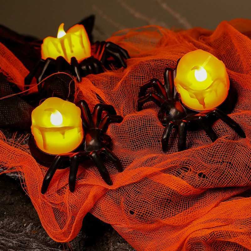 12Pcs LED Electronic Candle Light Plastic Spider Pumpkin Lantern Flameless Candle light for Halloween Party Decor Horror Props C251122