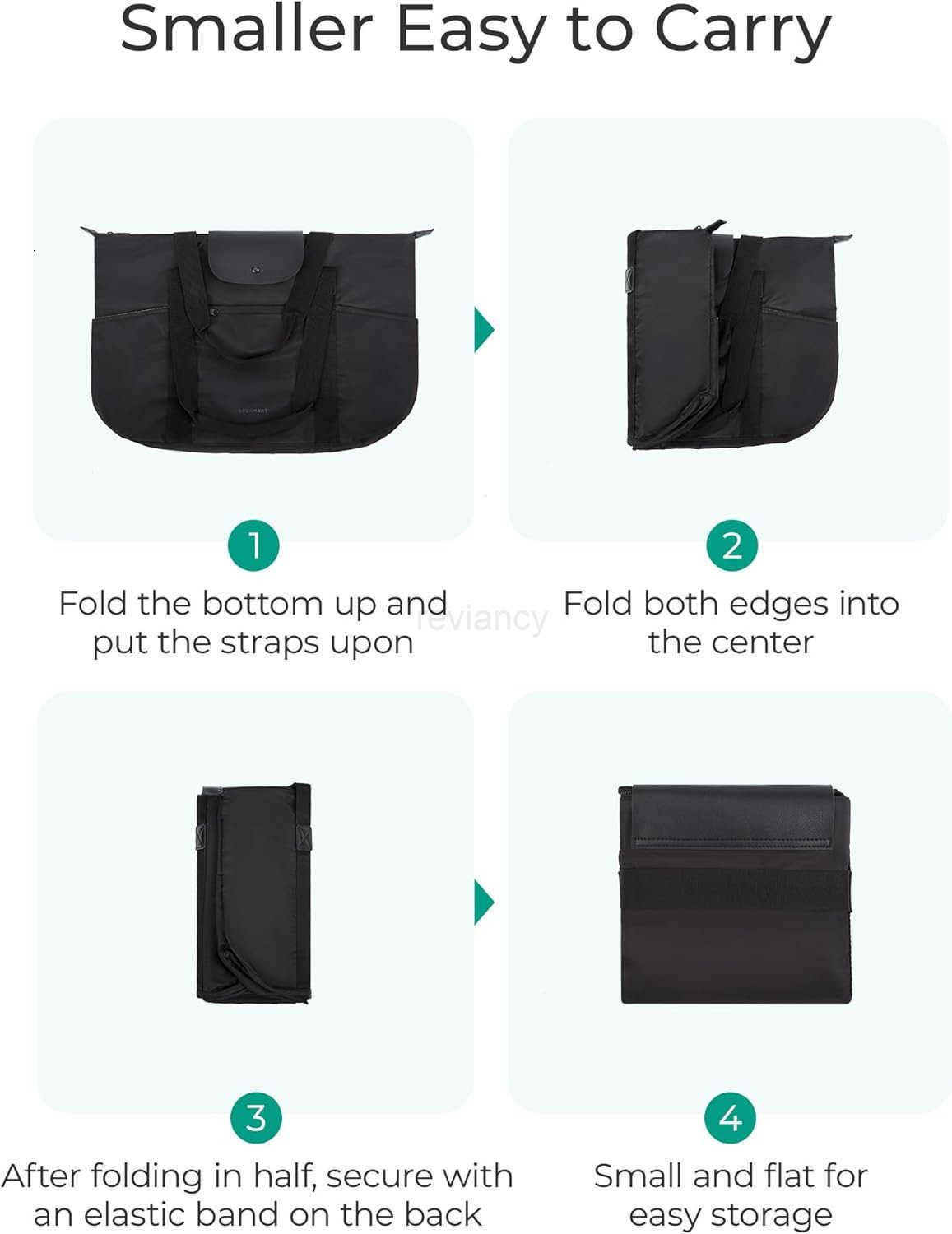 Foldable Tote Bag with Compartments and Zipper for Womens TravelW250913