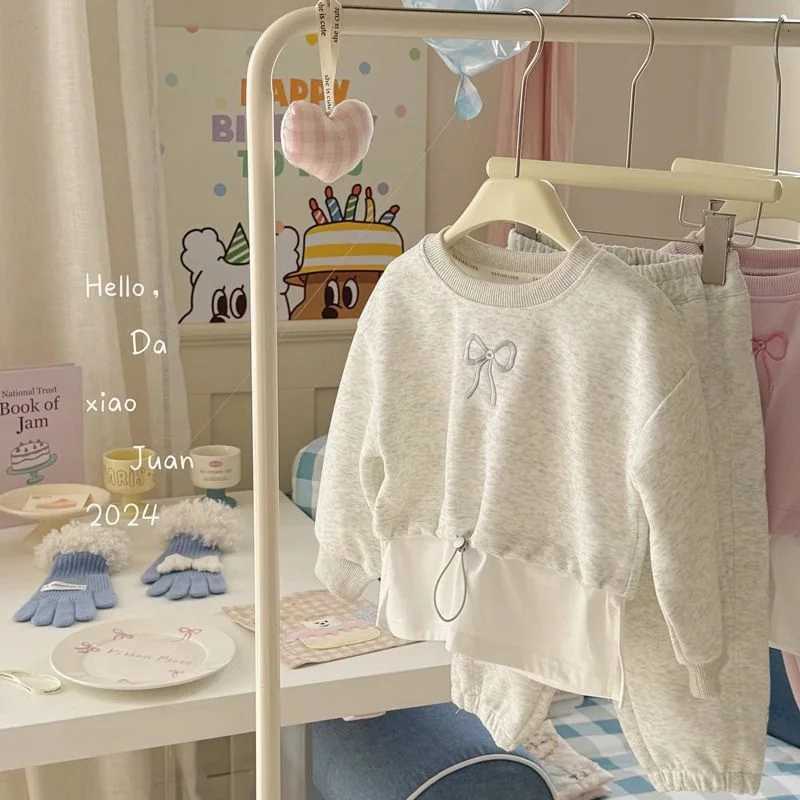 Girls Sweet Sets Children Fashion Long Sleeve Suits Spring Autumn Fashionable Motion Bow PulloverPants 2Pcs Outfits C250913