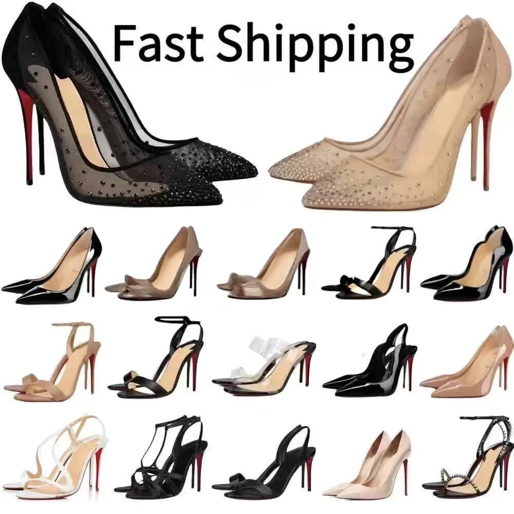 designer heels 10A Brand heels Women High Heels Shoes Designer Red Soled Peep Pointed Toe Sandals 6cm 8cm 10cm 12cm Nude Black Patent Leather Woman Pumps 35-43