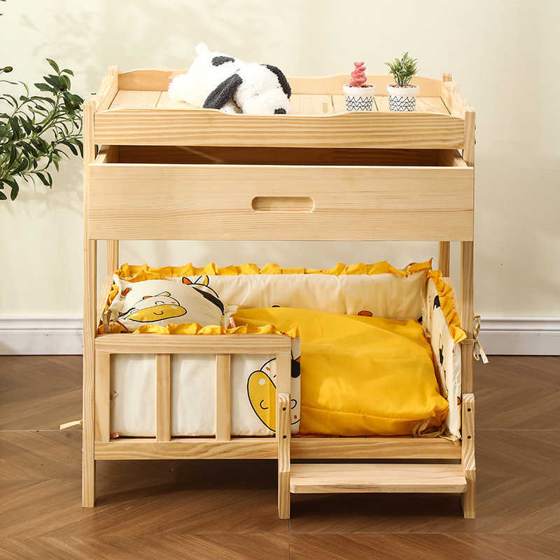 2-story solid wood princess pet bed universal cat and dog bed breathable pet shelter cat and dog climbing ladder X250412