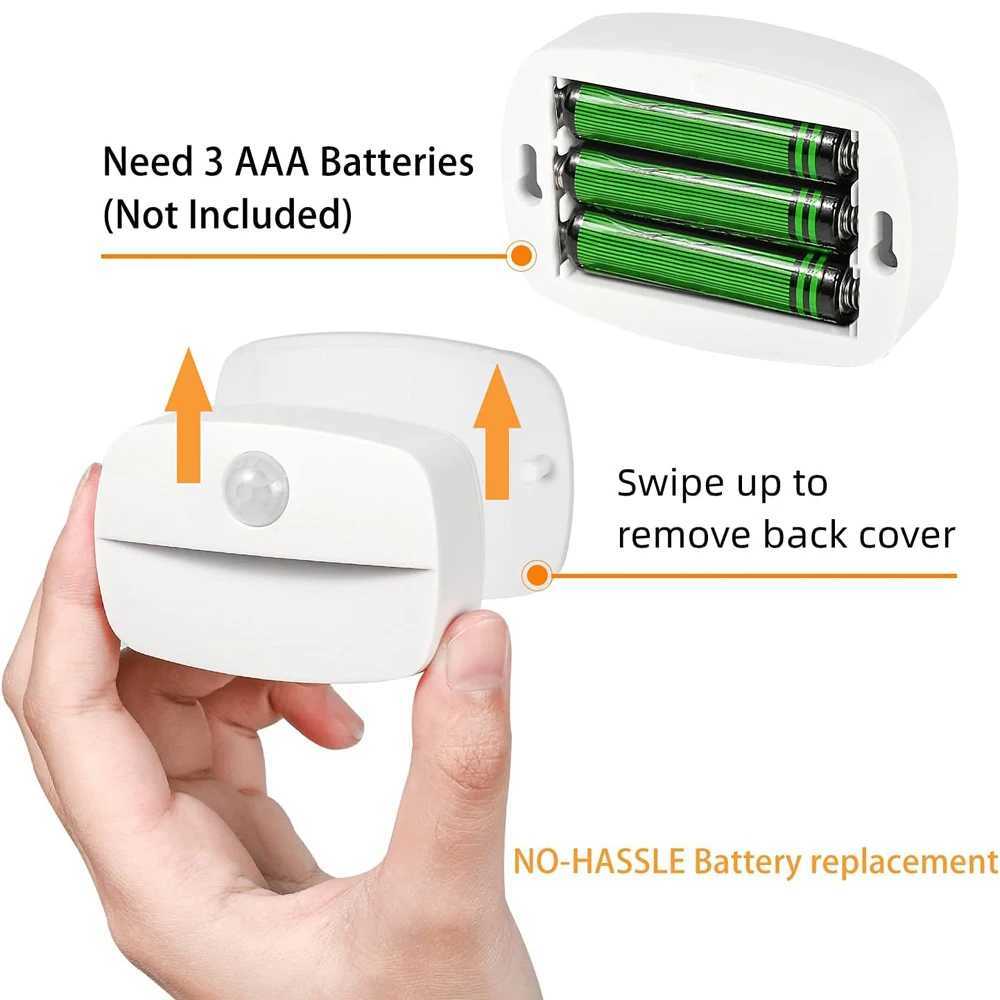 Motion Sensor Light Indoor LED Night Light Stick on Nightlight Battery Operated Lights for Hallway Stair Closet Bedroom Bathroom C250913