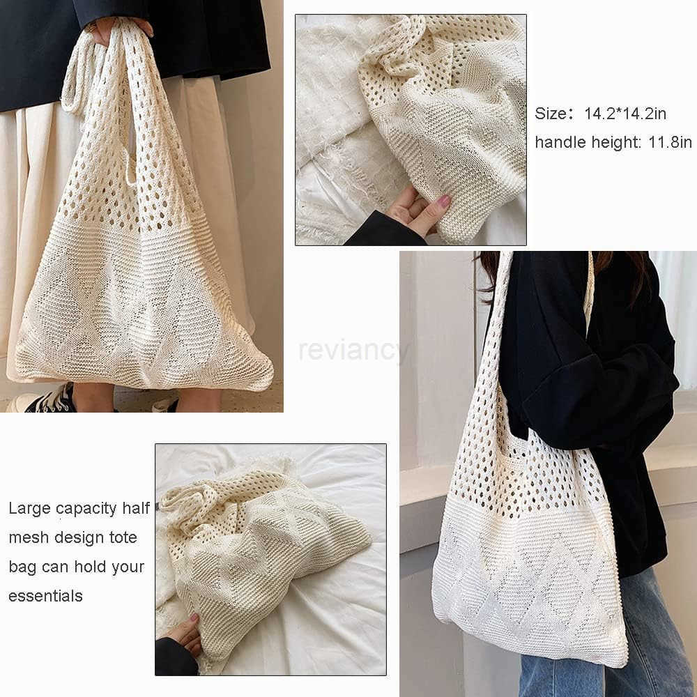 Crochet HandBags Hobo Knitted Tote Bag Aesthetic Summer Purses for Women Crochet Beach HandbagW250913