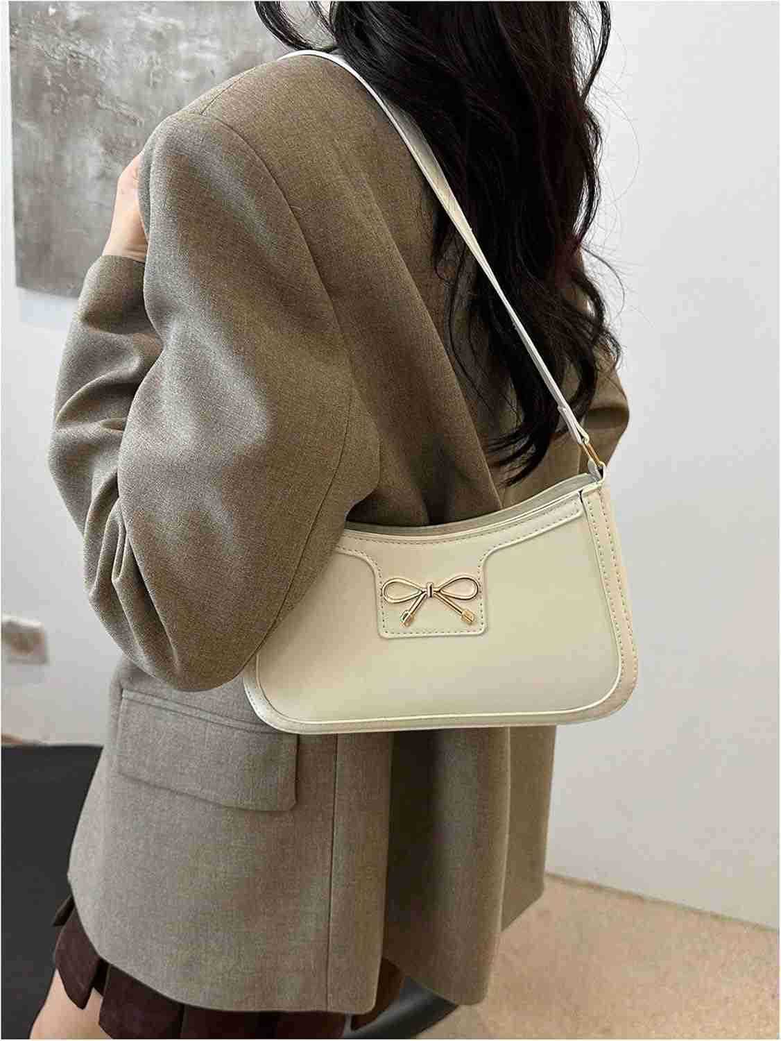 Womens Bow Top Handle Clutch Purses PU Leather Underarm Shoulder BagsW250913