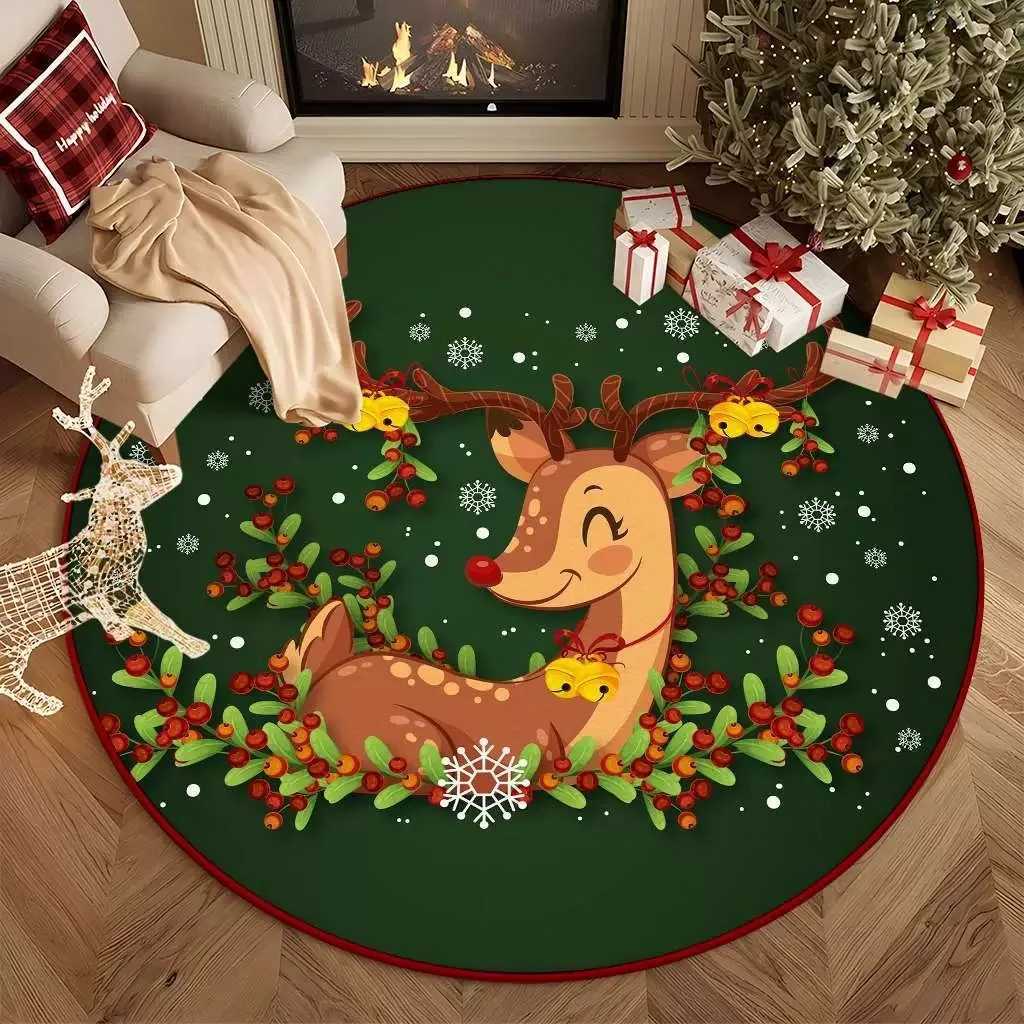 VIKAMA Large Festive Round Living Room Carpet Acrylic WoolLike Plush Rug for Family Gathering Home Decor C250913