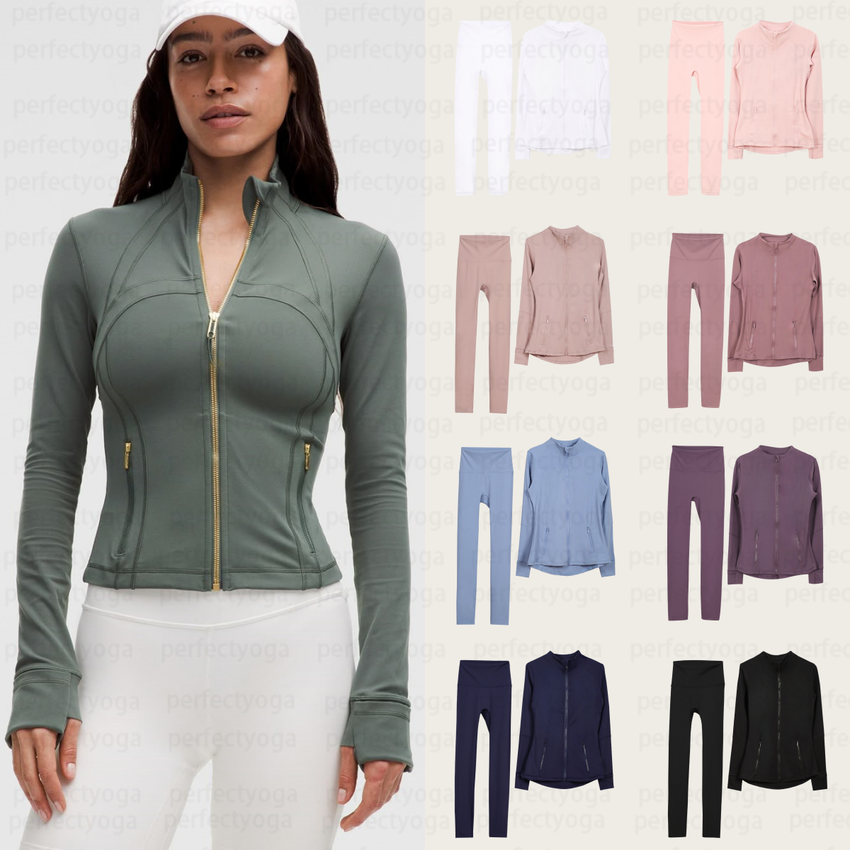 5A Gold Zip yoga High Elastic Breathable leggings Gym women Gold Zip Sets Sweatshirt Leggings set jackets Women Clothes Pant luluity lemonitys sets leggings jackets
