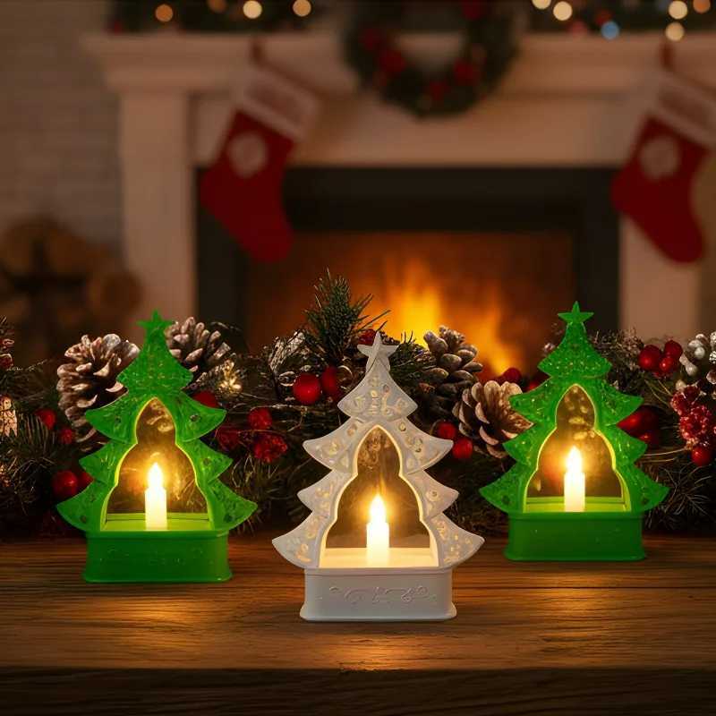 Mini LED Christmas Tree Night Light Warm Luminous Xmas Tree Night Lamp DIY Desktop Ornaments For New Year Party Home Decoration C251122