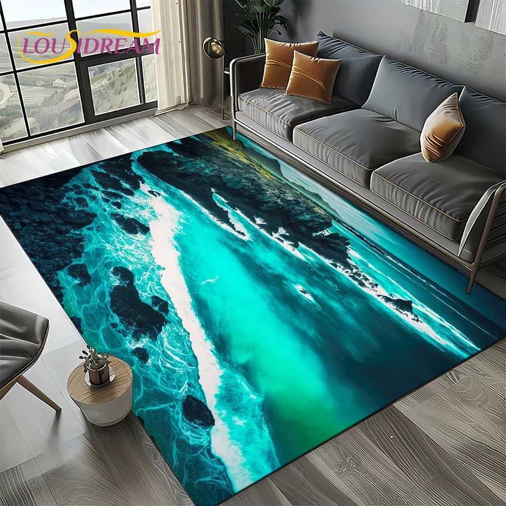 Ocean Beach Reef Nature Design Area Rug NonSlip Carpet for Living Room Bedroom Home Sofa Decor Kids Floor Mat C250913