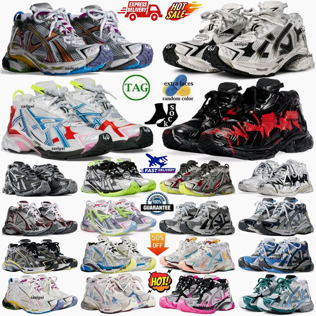 Sneakers Designers Paris Runners 7.0 Shoes Transmit Multicolor Runner Graffiti Black Red Grey white casual Women Men Trainers blue Deconstruction Trainerssn