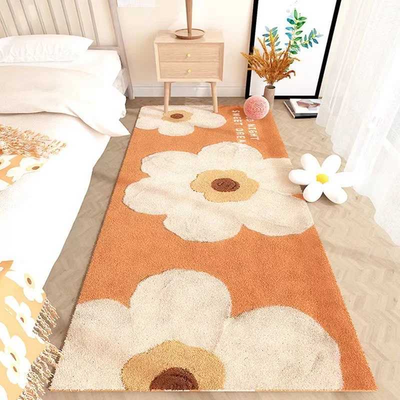 VIKAMA Ins style small fresh carpetbedroom imitation cashmere rectangular bedside carpetdirt resistant thick cream wind carpet C250913