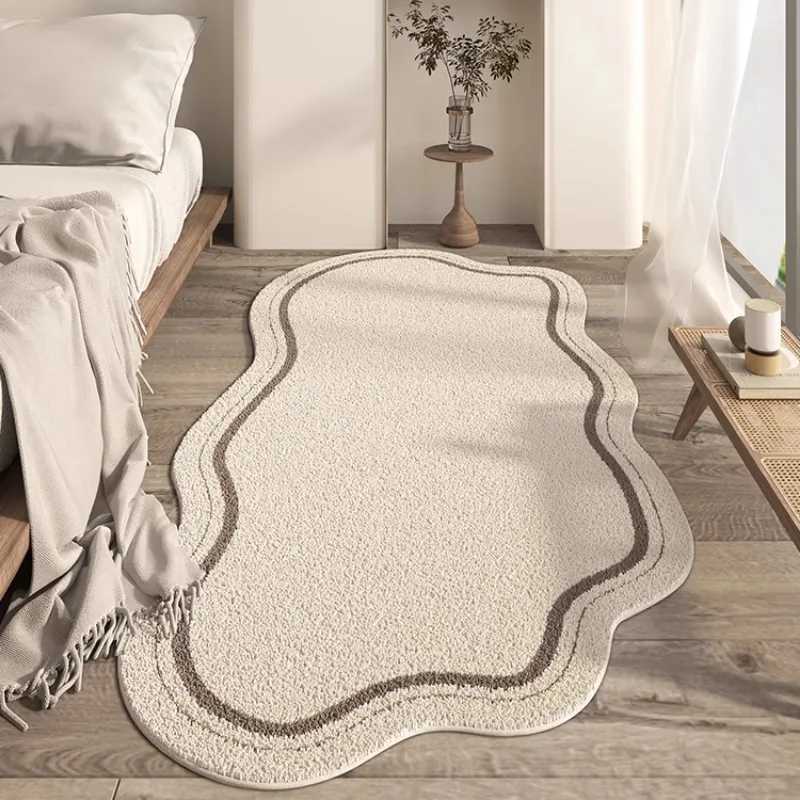 Cream wind bedside blanket bedroom carpet living room master bedroom profiled bedroom oval bed front blanket thick plush C250913