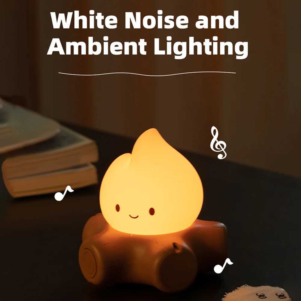 Campfire Night Lights With White Noise Creative Room Decoration Atmosphere LED Light Desk Lamp For Kids Christmas Birthday Gifts C250913