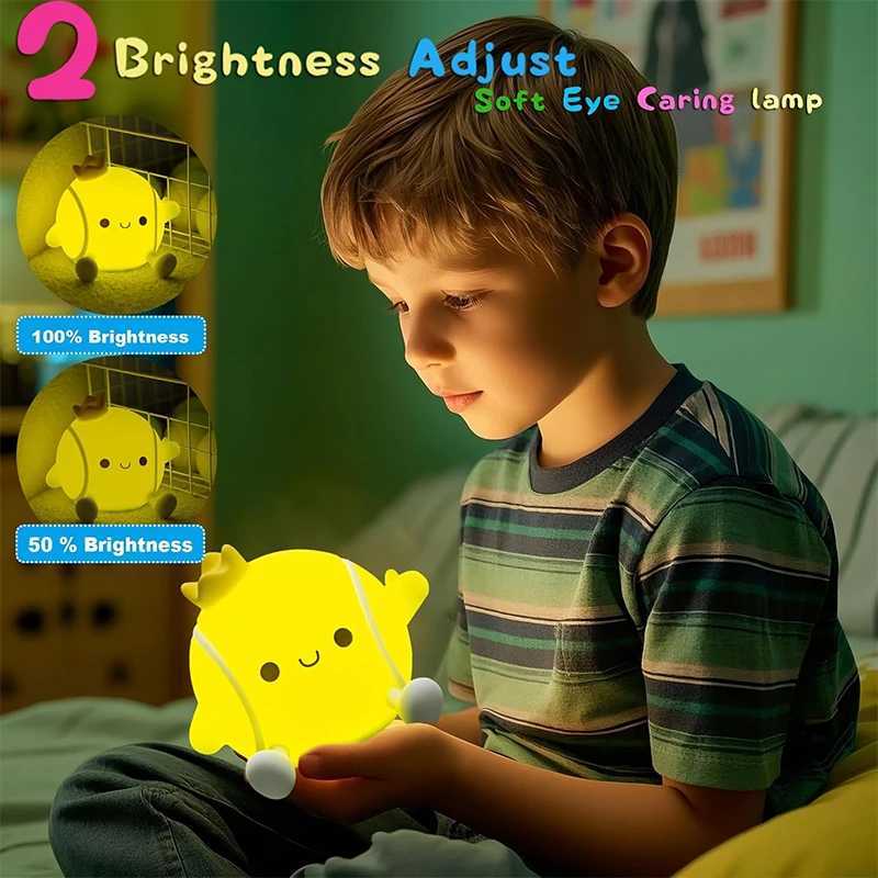 Tennis Night LightLED Squishy Novelty Lamp2 Levels Dimmable Nursery Bedroom Nightlight for Kids Rechargeable Touch Lamps C250913