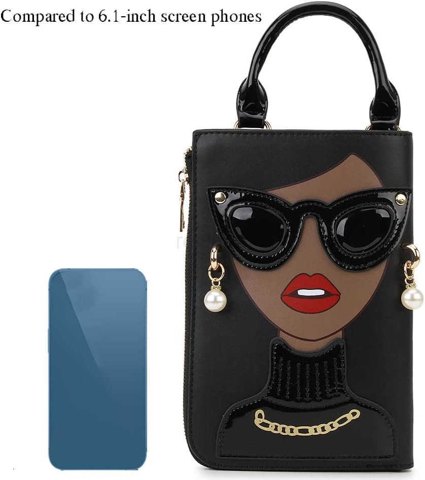 Women Novelty Lady Face Shoulder Bags Funky PU Leather Top Handle Satchel Handbags Clutch Purse for WomenW250913