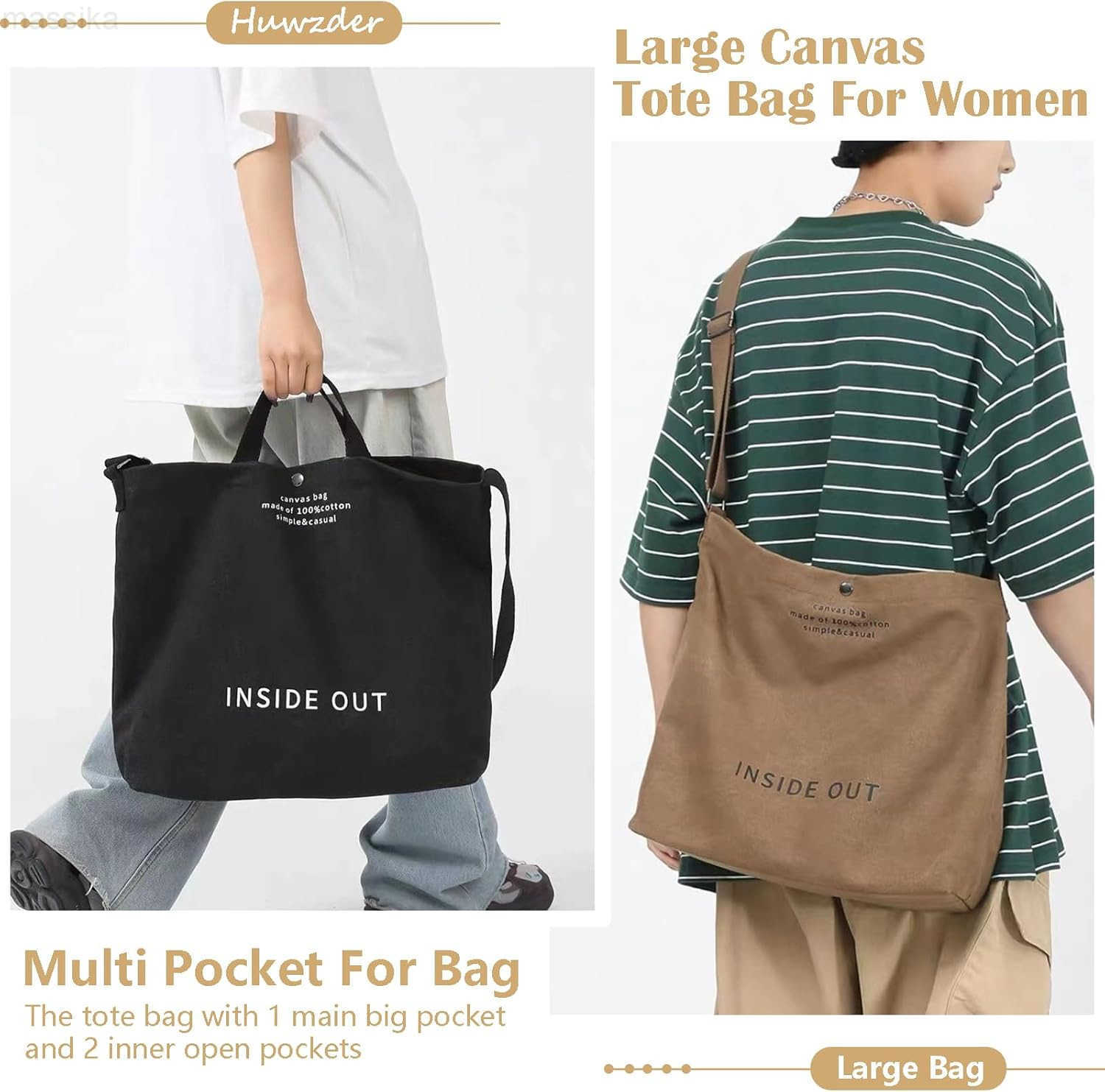 Women Large Canvas Tote Handbags Casual Shoulder Work Bag Crossbody Top Handle Bag Crossbody Handbags M250913