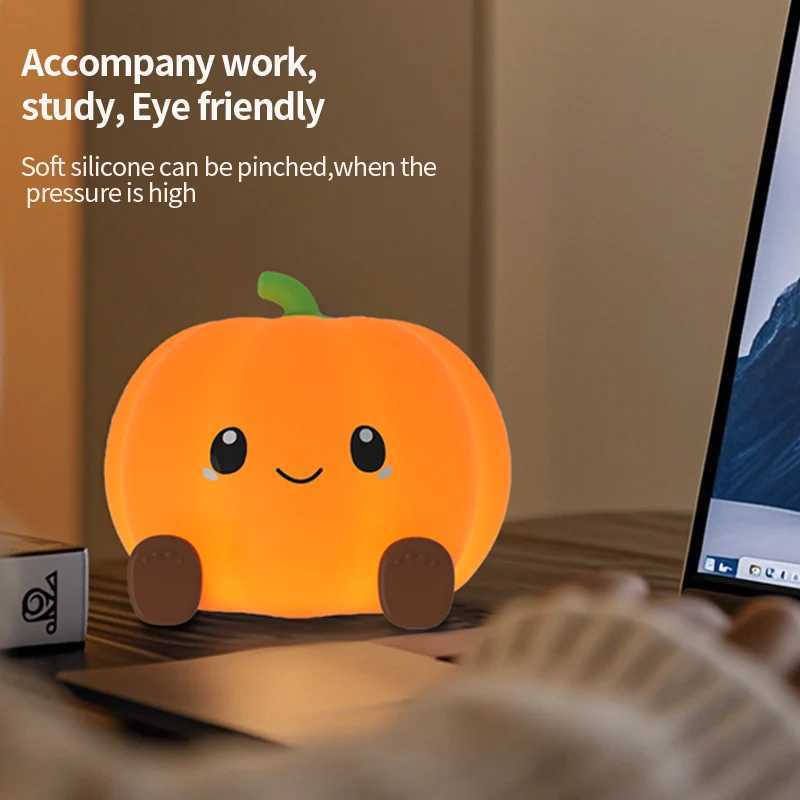 Pumpkin Night Light Bedroom Bedside Companion Sleep Eye Protection Light Toy Small Lamp ThreeLevel Dimmable Silicone Lamp C250913