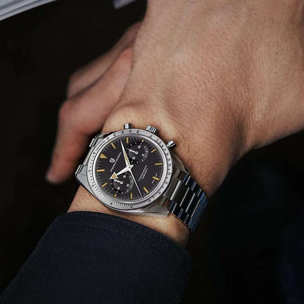 PAGANI DESIGN 2024 Mens watches Moon Quartz Watch men speed Sport waterproof Chronograph AR Sapphire VK64 Steel Retro Luminous