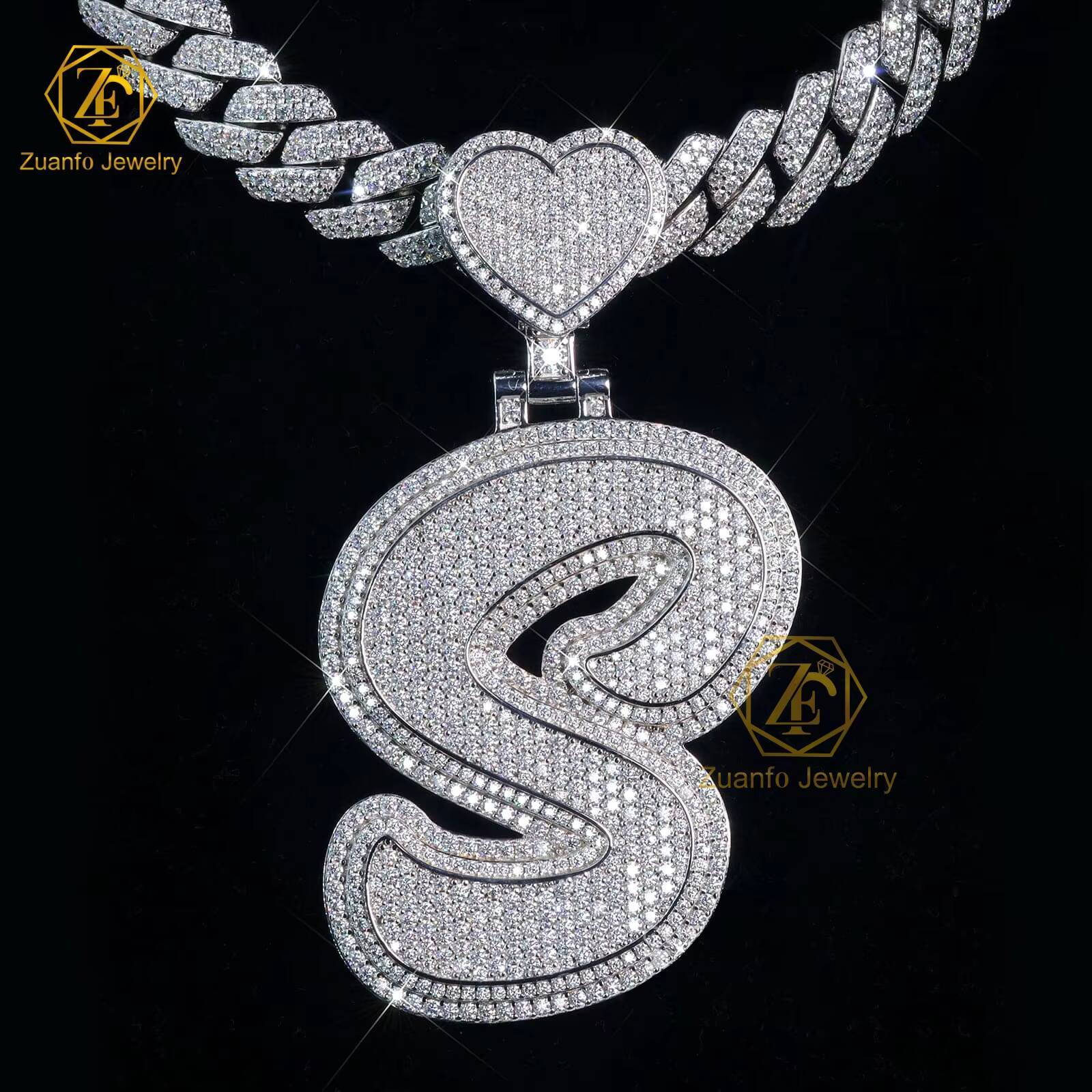 Factory Customized Moissanite Pendant Men Iced Out Jewelry VVS Moissanite Diamonds Cuban Chain Fine Custom Name Hip Hop Pendant