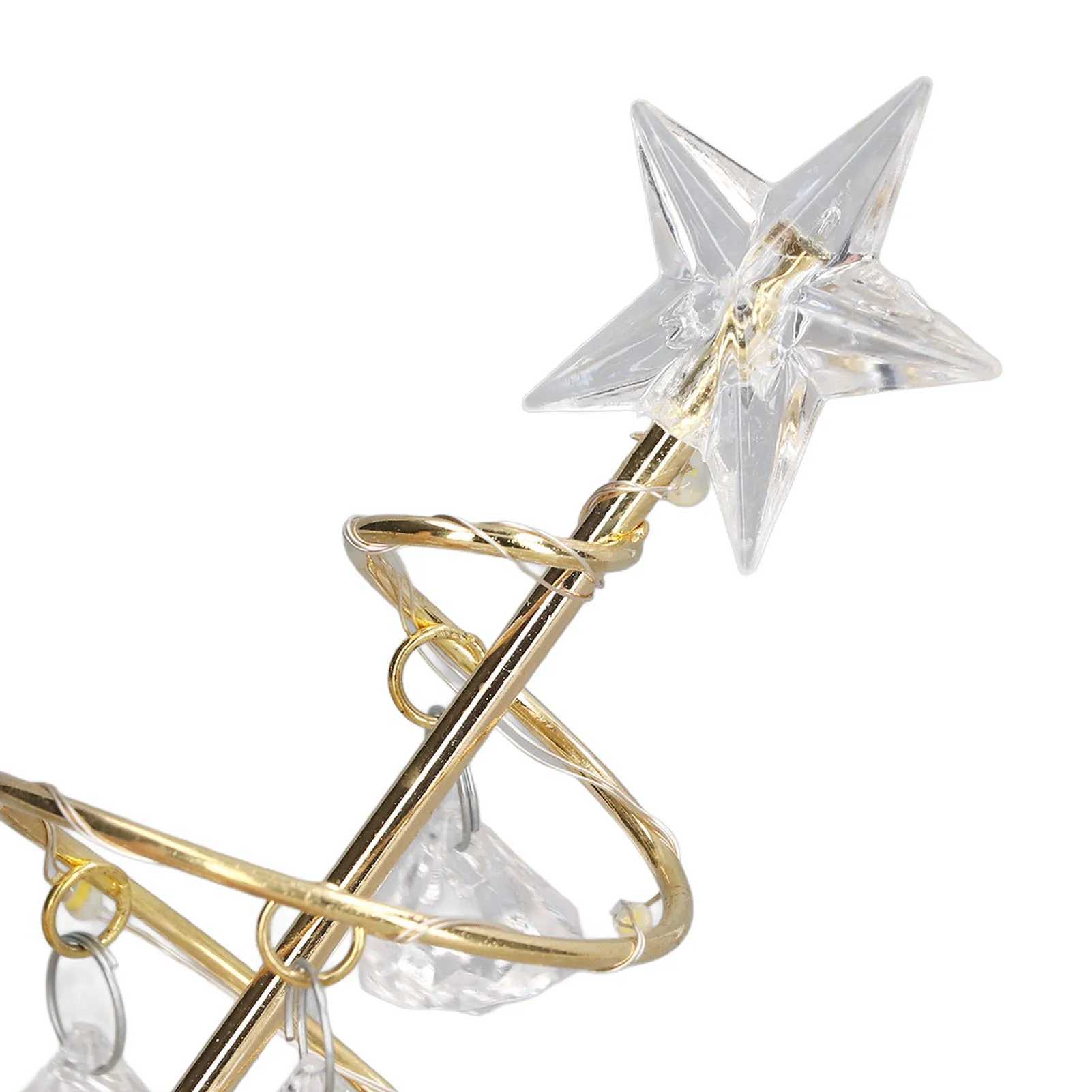 LED Christmas Tree Lamp Small Crystal Decorative Iron Tree Night Light Ornament for Gift Golden Warm Light C251122