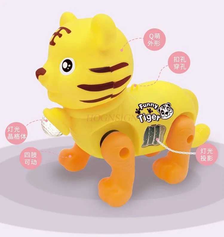 Electric leash cartoon tiger glowing music little flower cat childrens toy can run and walk C250913