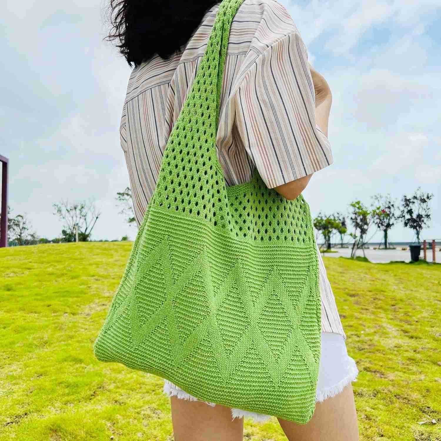 Crochet HandBags Hobo Knitted Tote Bag Aesthetic Summer Purses for Women Crochet Beach HandbagW250913