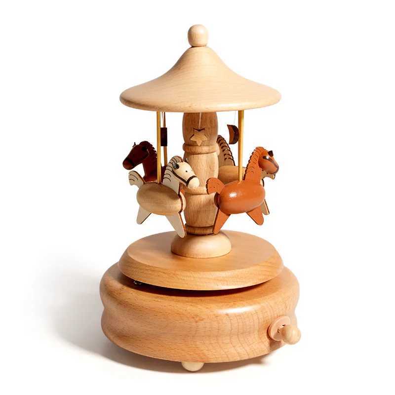 Creative Cartoon Music Box Wooden Handmade Carousels Toy Decorations Childrens Christmas Birthday Gifts C250913