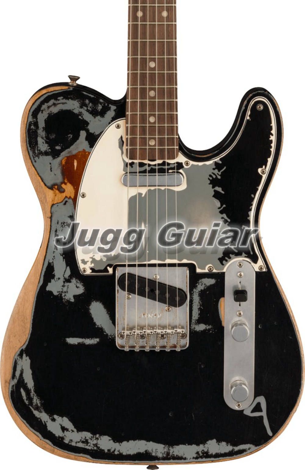 Joe Strummer Signature Road Worn Black Over 3 Tone Sunburst Distressed Electric Guitar Alder Body, Maple Neck 3 Saddle Bridge, Black Pickguard