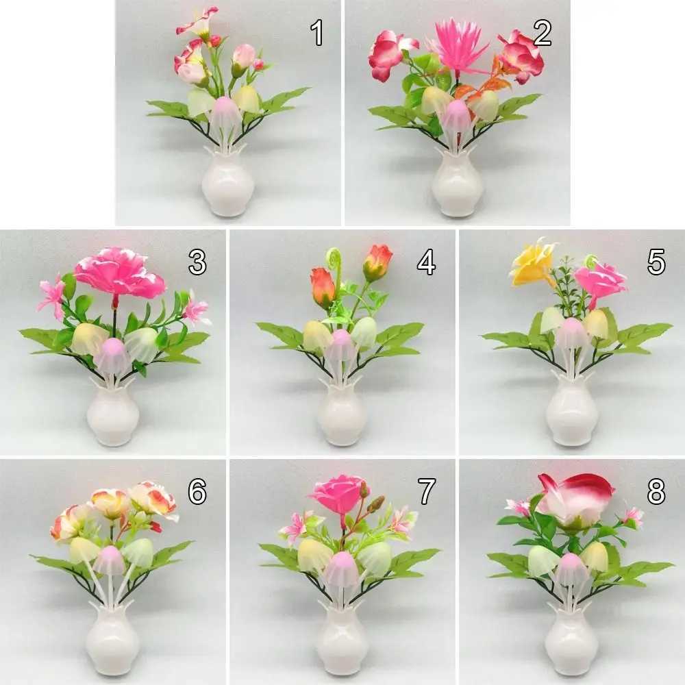 LED Mushroom Lamp LED Night Lamp Novel 7color Night Lamp 220V EU Plug Sensing Dream High Grade Pomegranate Vase Flowers C251122