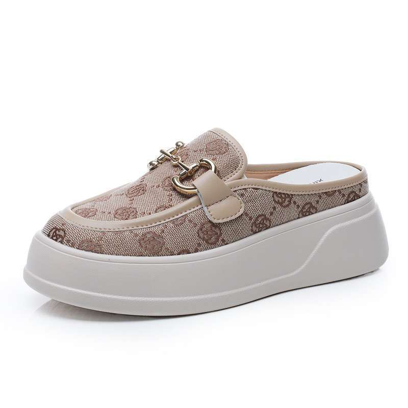 free shipping Half drag women's shoes fashionable toe caps thick soled slippers worn on the outside one foot casual slippers