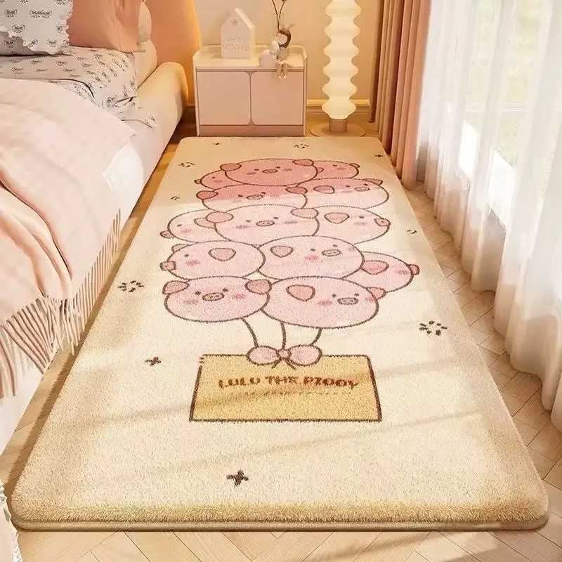 VIKAMA FYR Cute Cartoon Bedside Rug Soft and SkinFriendly Bedroom Carpet Coffee Table Side Table Floor Mat Home Decoration C250913