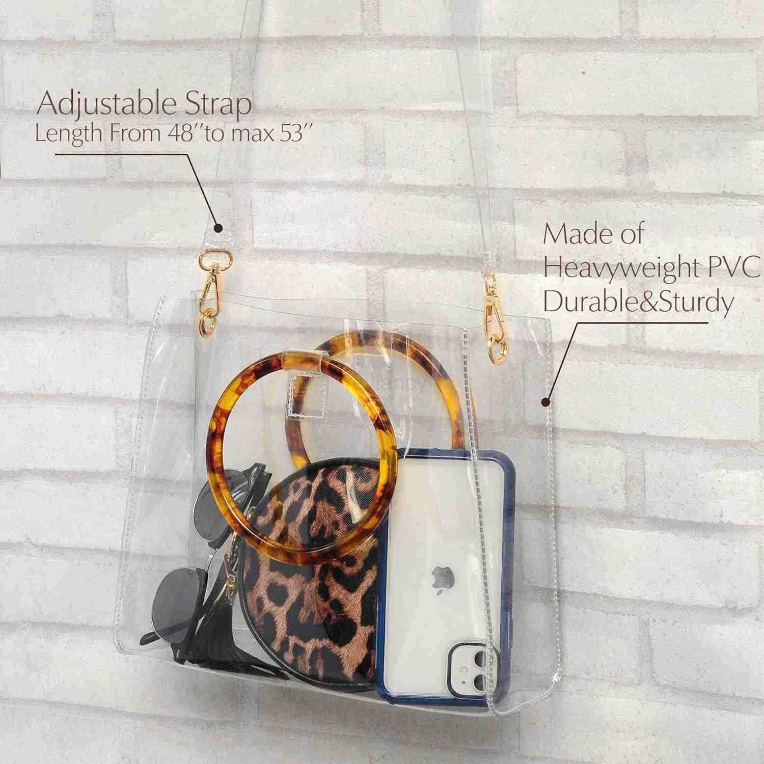 Handle Clear Handbag Women PVC Tote tortoiseshell Top Handle BagW250913