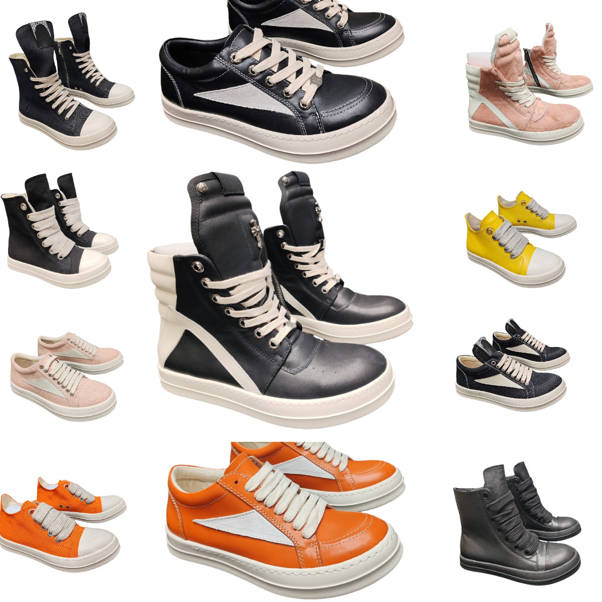 Designer Ro Luxury Casual Shoes Men Women Black White Genuine Leather Mesh Wax Cloth Shoes Furry Canvas RO Boots Low Top Owenes DRKSHDW Vintage High Suede Brand Boots