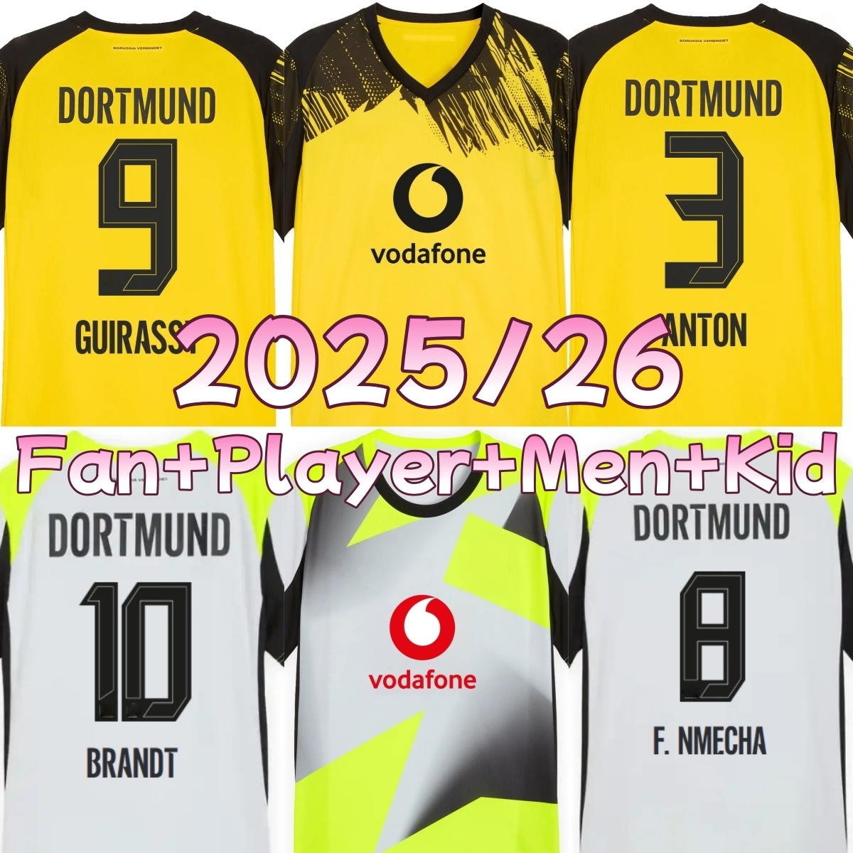 Dortmund Jersey 25 26 Soccer Serhou Guirassy Julian Brandt Karim Adeyemi Gregor Jobe Bellingham Pascal Gross Filippo Mane Aaron Anselmino Julian Ryerson Player