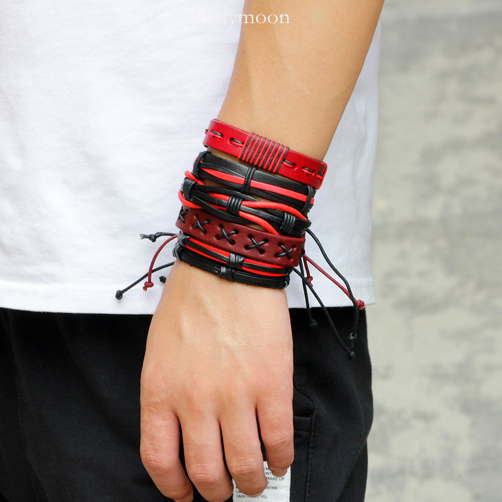 Temu Fashion Simple Woven Multi-Set Combination Men's Bracelet Personality Light Accessories ddmymoon