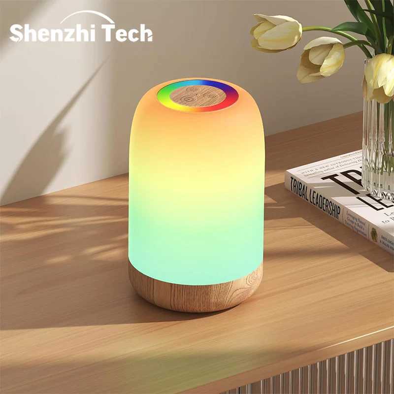LED Touch Lamp with Dimmable RGB ColourWood Grain Table Lamp Timing FunctionUSB Rechargeable Night Lightfor Bedroom Kids Deco C250913