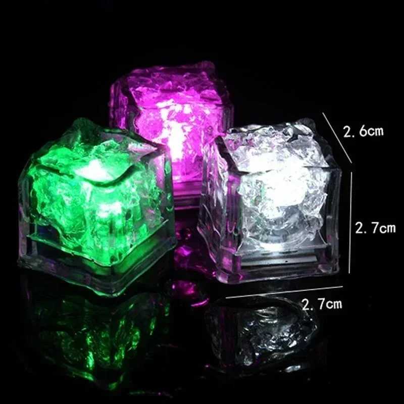 6Pcs LED Luminous Ice Cube Toy Glowing Colorful Sensor Light for Kids Bath Party Bar Wine Glass Water Decor Festival Night Light C2509131