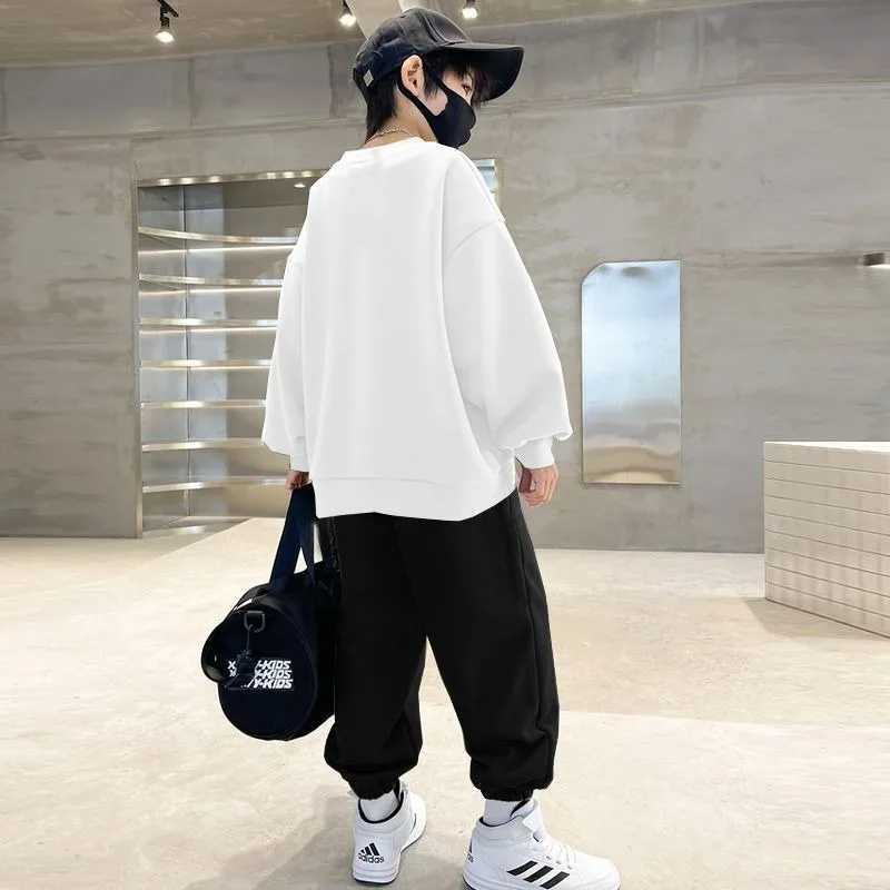 Sweatshirt Set FleeceLined Childrens Top Bottom Clothes Korean Kids 4 Years Clothing Year Old Boy Boys Autumn Winter Suit C250913