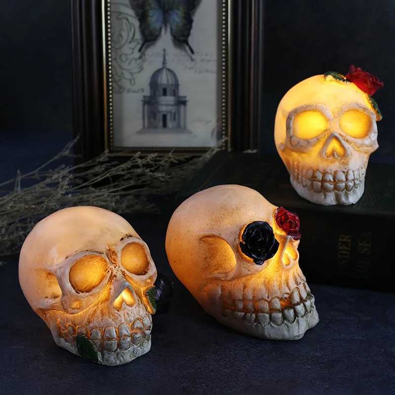 Halloween Lights Rose Skull Resin Lights Horror Themed Atmosphere Indoor and Outdoor Decoration Lawn Lights C250913