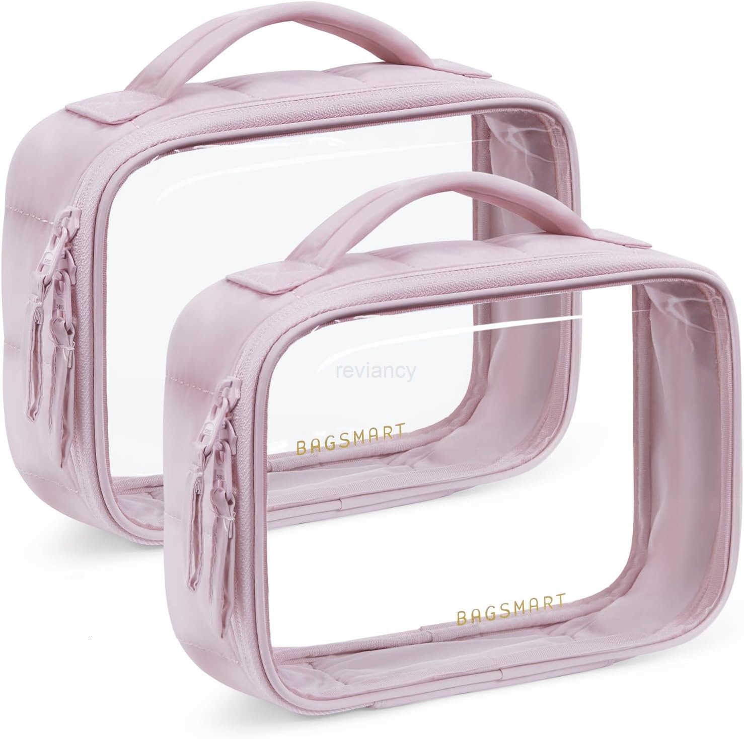 Clear TSAApproved Toiletry Bag Large Opening Quart Sized Makeup Bag with Handle Double Zipper Clear Cosmetic Organizer for WomenW250913