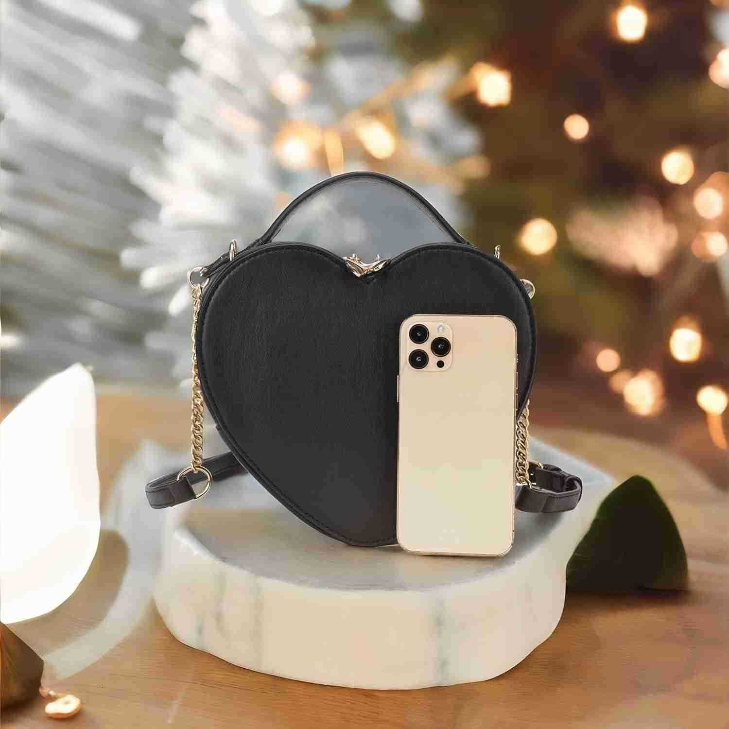 Heart Shape Satchel Crossbody Purse for women Zip Around Shoulder BagW250913