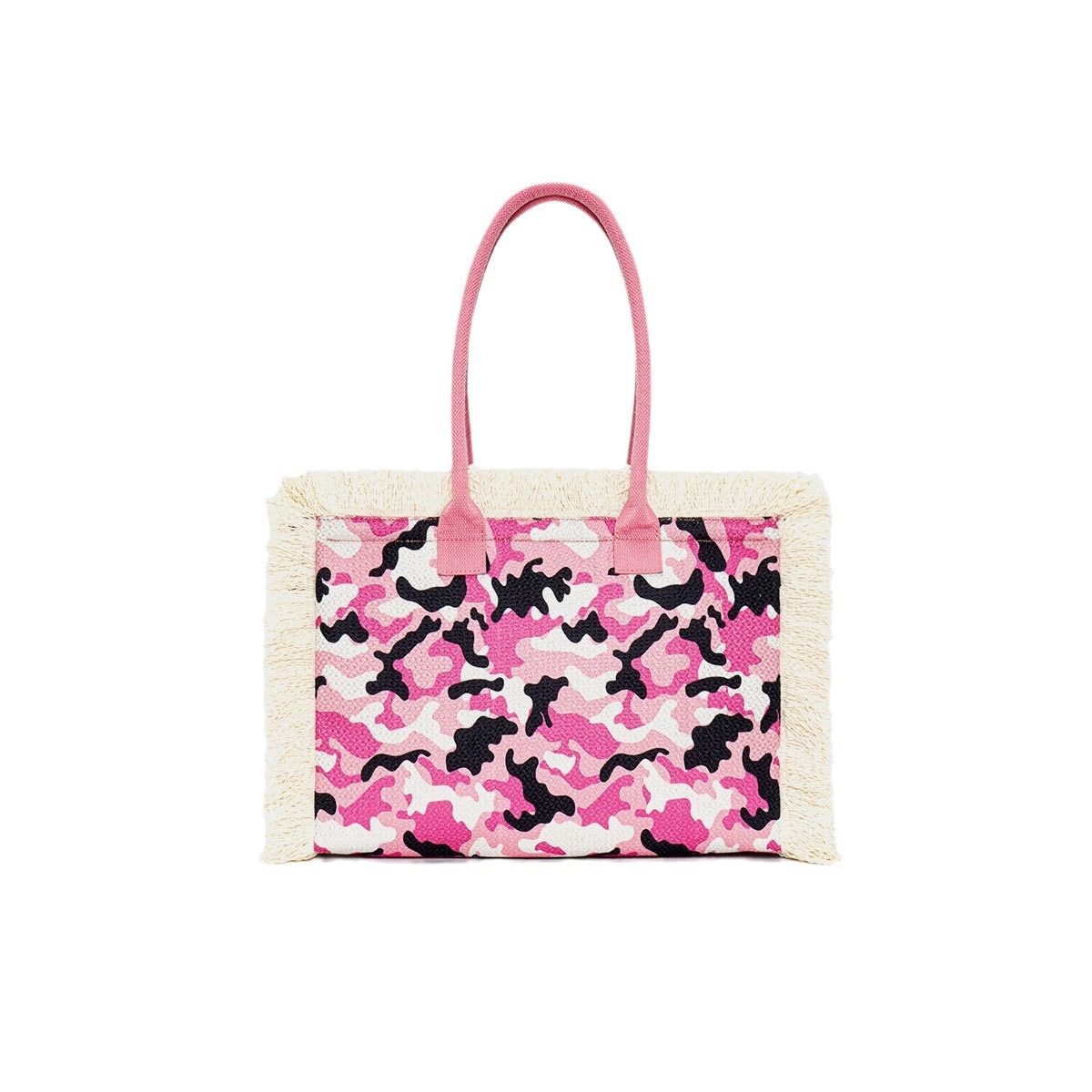 HERMIN 2025 new women's camouflage handbag tote bag large capacity canvas tassel fashion trend retro print