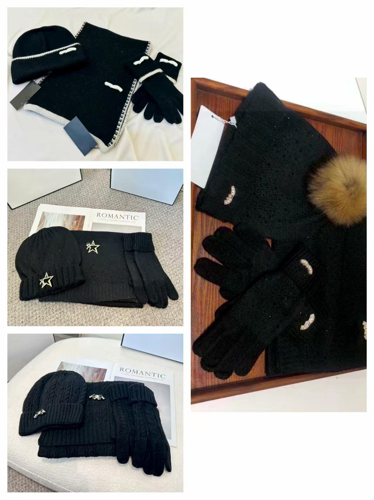Designer Fashion Winter Warmth Three-Piece Set Hat Scarf Gloves Unisex Minimalist Style and Fashion1551544