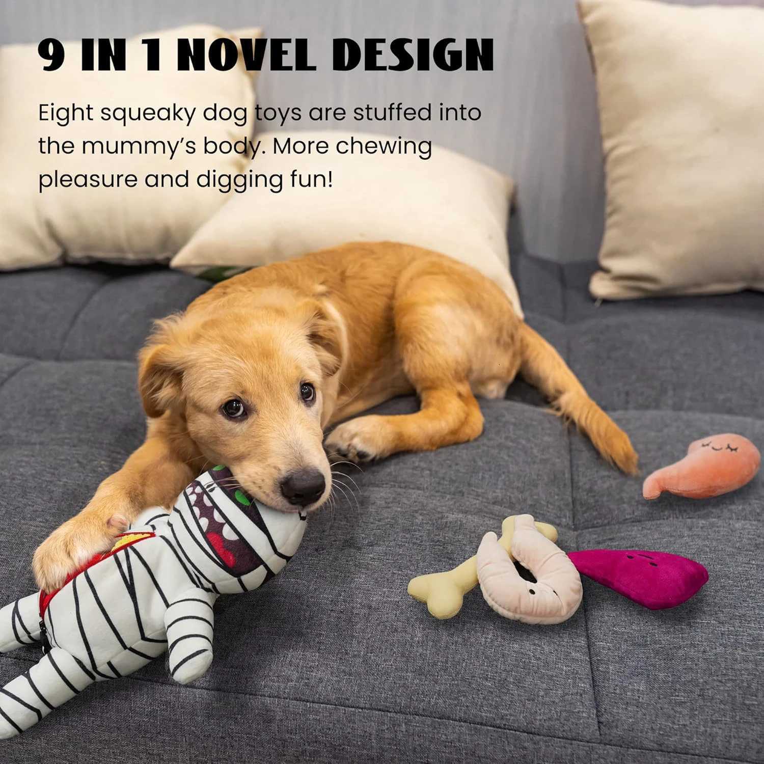 Halloween Zombie Mummy Dog Toys with Organs Funny Cool Squeaky Dog Chew Toys for Puppies Dog Training Hide and Seek Supplies X250913