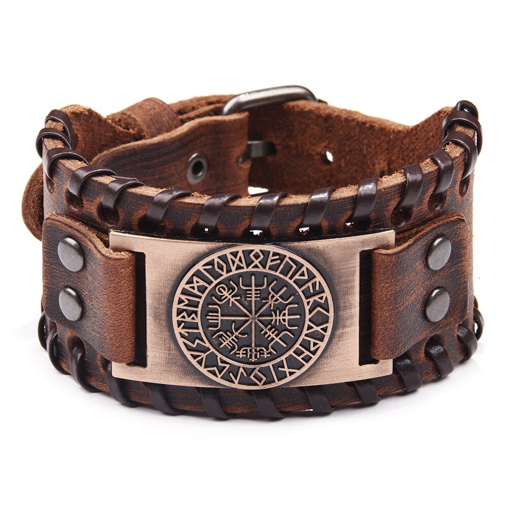Hot Selling Pirate Compass Men's Wide Leather Bracelet ddmymoon
