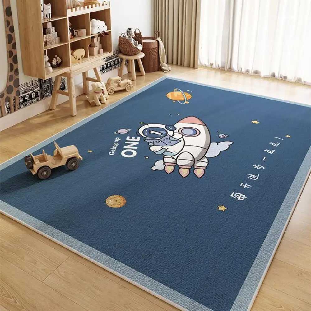 VIKAMA Cartoon Space Theme Crystal Velvet Rug Non slip Soft Kids Room Home Decor C250913