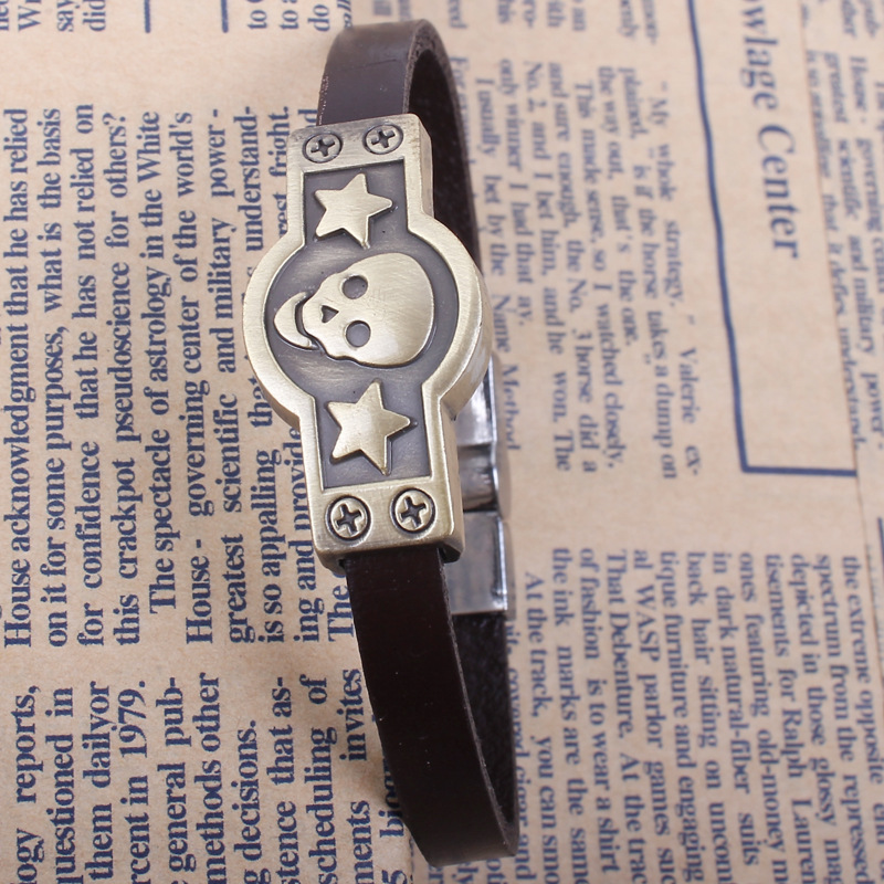 Yiwu Small Commodity Accessories Temu Overseas Hot Selling Punk Bracelet Skull Cowhide Boutique Hand Jewelry ddmymoon