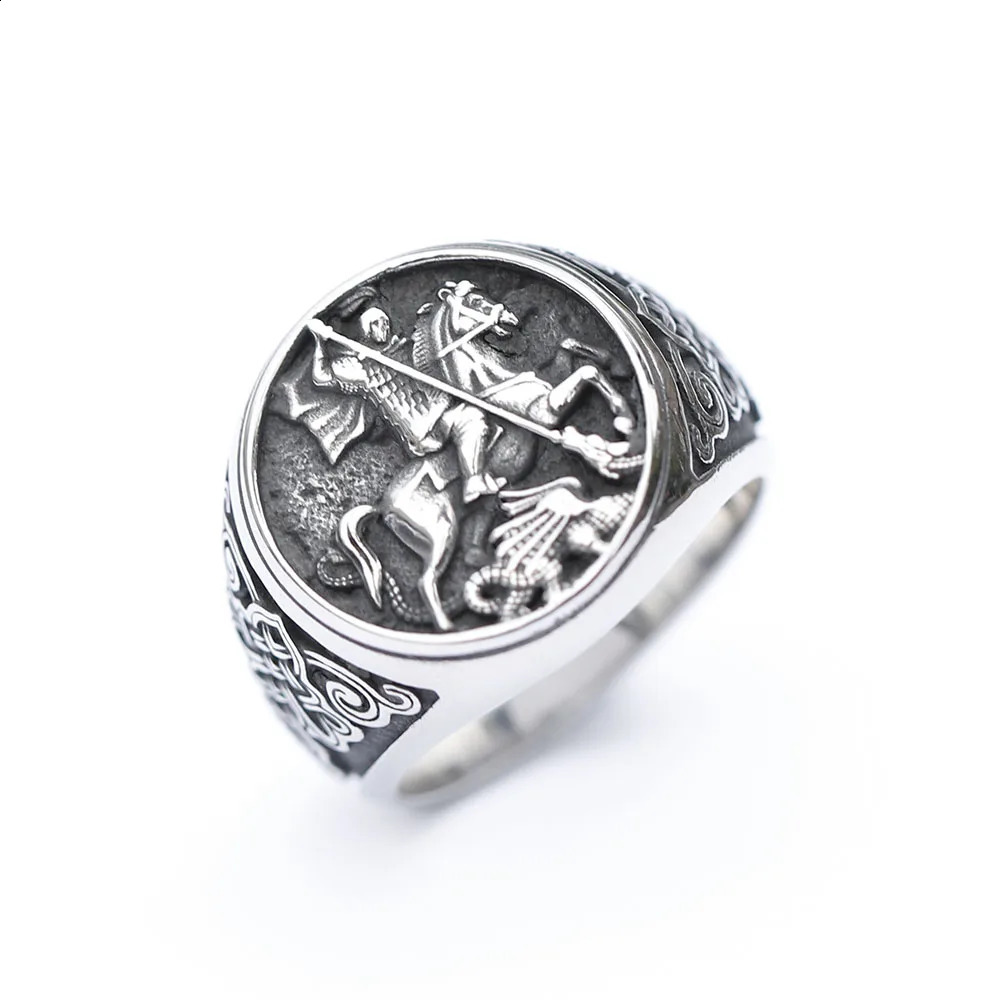 Mens 316L stainless steel ring Special knight fashion Ring For Men Chic Fancy Halloween Jewelry 250912